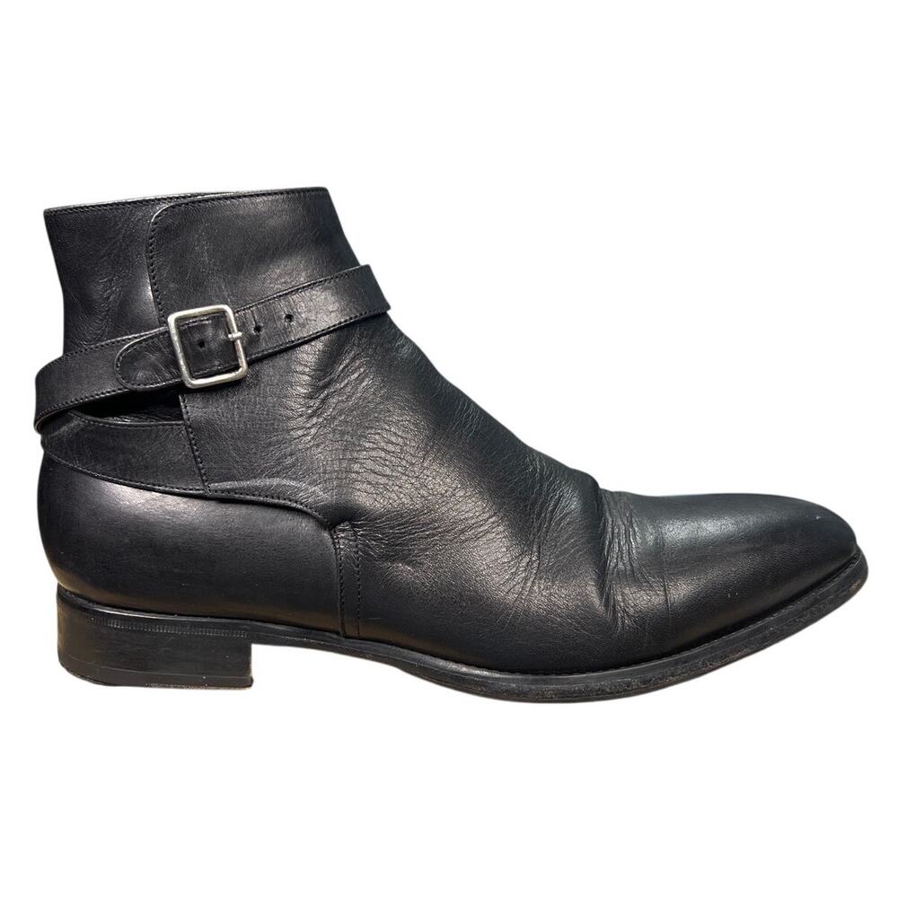 Vintage Jack Erwin Black Leather Buckle Strap Chelsea Boots Size 10.5 D